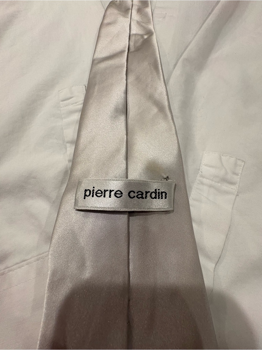 Pierre Cardin Men's Silver Satin Tie Detail Dress Shirt